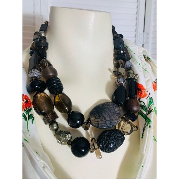 Vintage Stephen Dweck 925 Multi Stone Double Stranded Chunky Necklace 20” - Picture 3 of 16